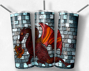 Red Orange Dragon Stained Glass