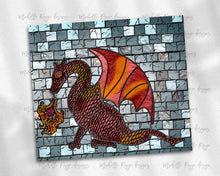 Load image into Gallery viewer, Red Orange Dragon Stained Glass