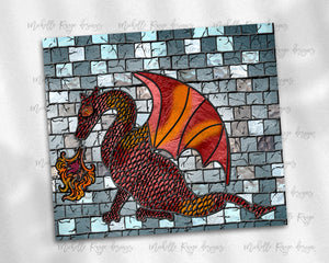 Red Orange Dragon Stained Glass