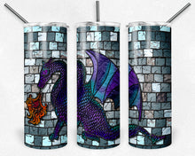 Load image into Gallery viewer, Teal  Purple Dragon Stained Glass