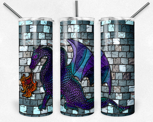 Teal  Purple Dragon Stained Glass