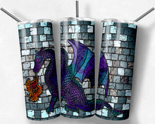 Load image into Gallery viewer, Teal  Purple Dragon Stained Glass