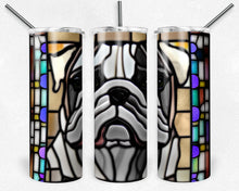Load image into Gallery viewer, English Bulldog Stained Glass grey