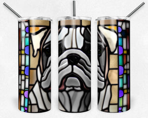 English Bulldog Stained Glass grey