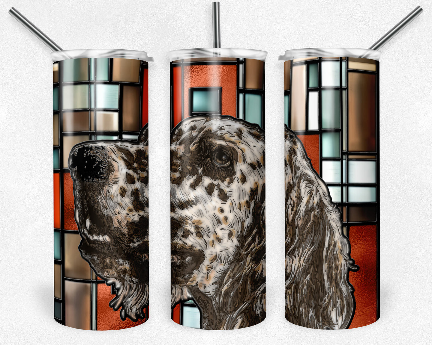 English Setter Dog Stained Glass