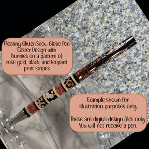 Easter Bunnies on Rose Gold-Black-Leopard Print Pen Wraps in Two Sizes
