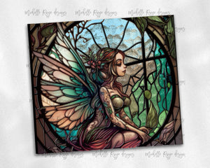 Fairy in front of a window Stained Glass