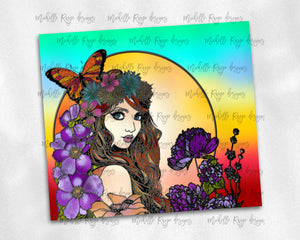 Floral Butterfly Fairy Stained Glass