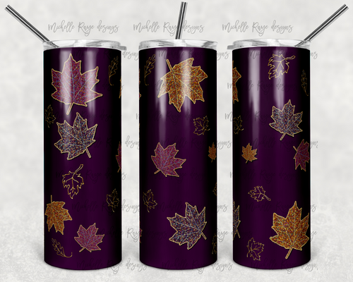 Burgundy Glitter Fall Leaves