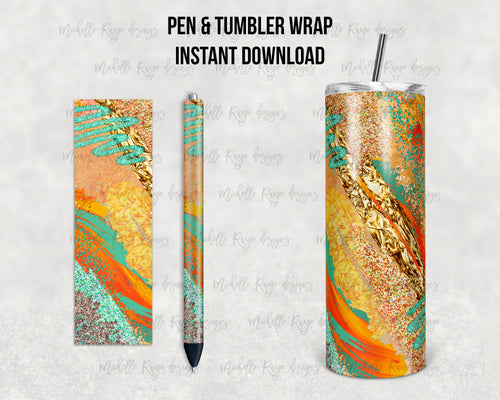 Fall Orange and Green Glitter Milky Way Combo