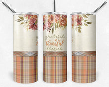 Load image into Gallery viewer, Grateful Thankful Blessed Fall Plaid Watercolor Floral