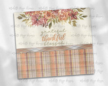Load image into Gallery viewer, Grateful Thankful Blessed Fall Plaid Watercolor Floral