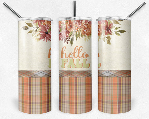 Hello Fall Fall Plaid Watercolor Floral