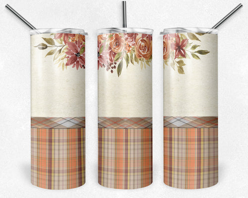 Fall Plaid Watercolor Floral Blank
