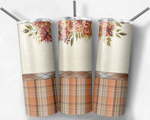 Fall Plaid Watercolor Floral Blank