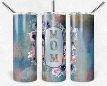Load image into Gallery viewer, Blue and Pink Watercolor Floral Wood mom