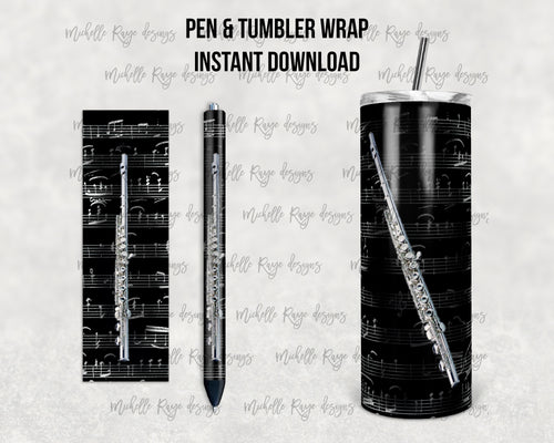 Music Flute Epoxy Pen Wrap and Tumbler Combo