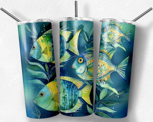Tropical Fish Watercolor Folk Art Design