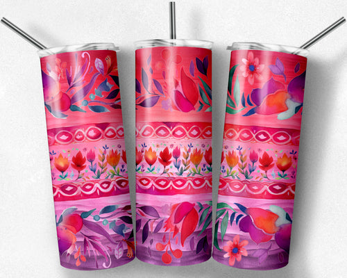 Folk Art Watercolor Flowers Design