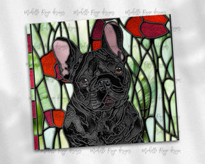 French Bulldog - Black Hair with Brown Eyes - Dog Stained Glass