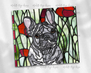 French Bulldog - Blue Merle with Brown Eyes - Dog Stained Glass