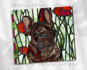 French Bulldog - Brindle with Brown Eyes - Dog Stained Glass
