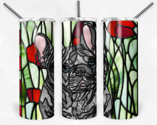 French Bulldog - Grey with Blue Eyes - Dog Stained Glass