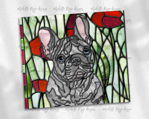 French Bulldog - Grey with Blue Eyes - Dog Stained Glass