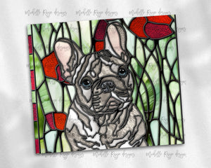 French Bulldog - Tan Merle with Blue Eyes - Dog Stained Glass