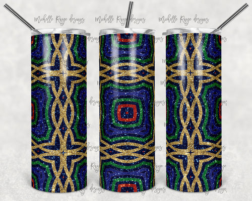 Blue and Gold Glitter Geometric Design