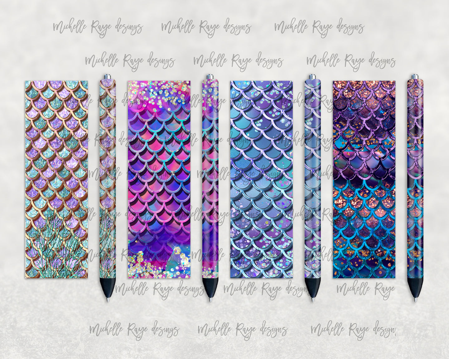 Glitter Mermaid Scale Pen Set