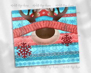 Christmas Knit Reindeer Red and Teal