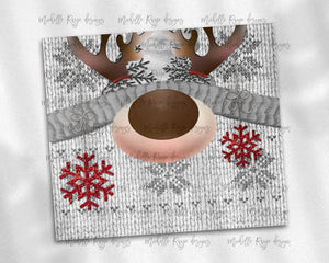 Christmas Knit Reindeer Gray and Red