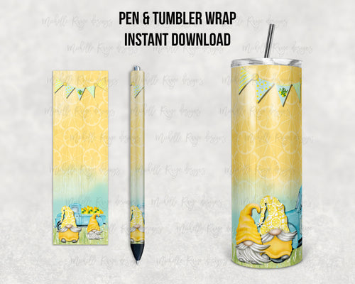 Lemon Gnomes Epoxy Pen Wrap and Tumbler Combo