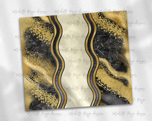 Gold and Black Milky Way with Stained Glass Border Blank
