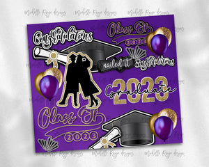 Purple Gold 2023 Graduation Burst glitter