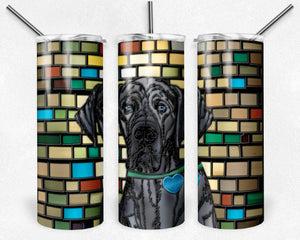 Great Dane with Striking Blue Eyes Dog Stained Glass