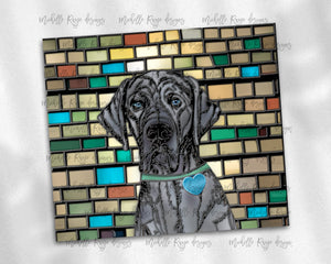 Great Dane with Striking Blue Eyes Dog Stained Glass