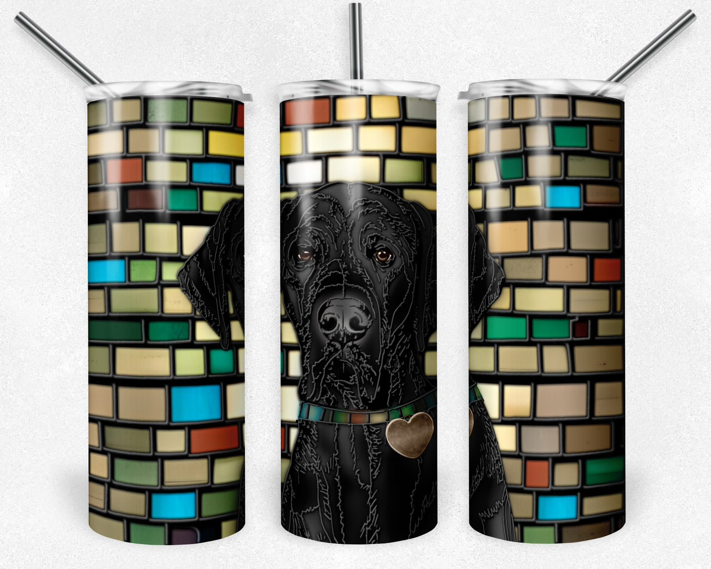 Great Dane - Black -  Dog Stained Glass