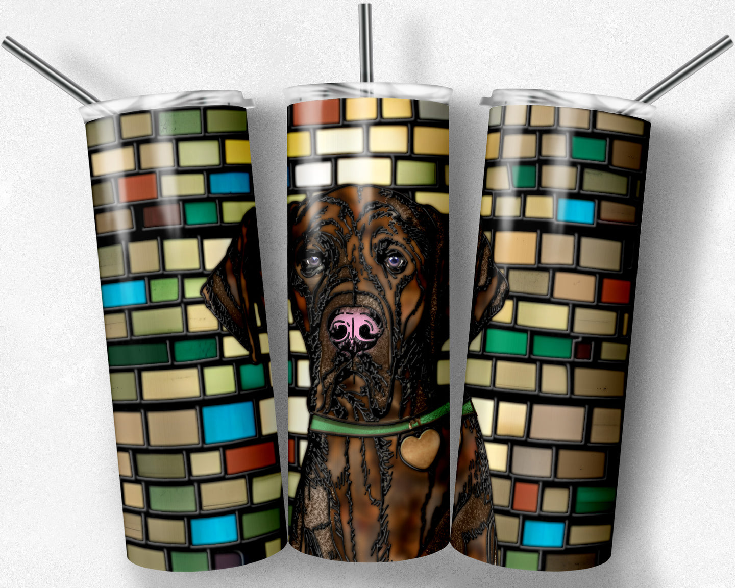 Great Dane - Brindle -  Dog Stained Glass