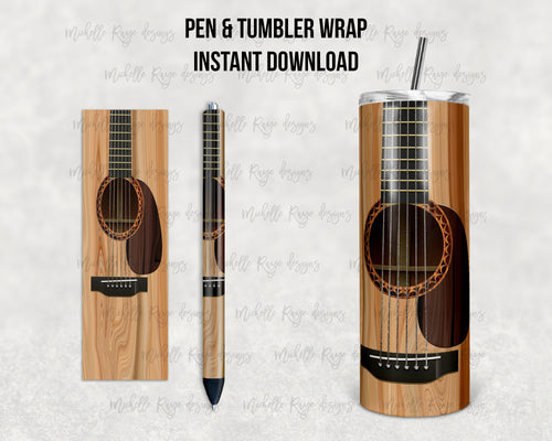 Music Guitar Epoxy Pen Wrap and Tumbler Combo