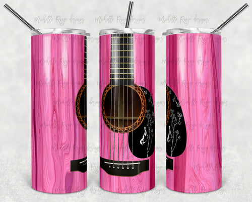 Dark Pink Guitar with Bird