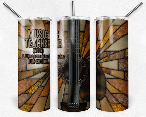 Acoustic Guitar Stained Glass, Music Teacher
