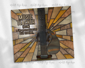 Acoustic Guitar Stained Glass, Music Teacher