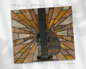 Acoustic Guitar Stained Glass with No Pick