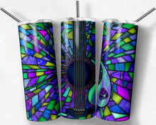 Load image into Gallery viewer, Purple and Teal Guitar Stained Glass with Pick