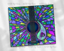 Load image into Gallery viewer, Purple and Teal Guitar Stained Glass with Pick