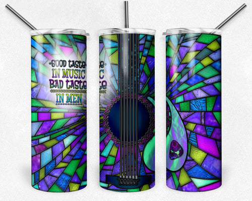 Purple and Teal Guitar Stained Glass, Good Taste in Music, Bad Taste in Men