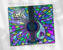 Load image into Gallery viewer, Purple and Teal Guitar Stained Glass, Just a Girl Who Loves Her Guitar