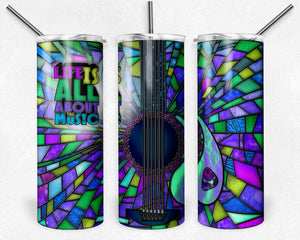 Purple and Teal Guitar Stained Glass, Life is All About the Music